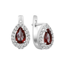 Silver earrings with garnet 004-4110