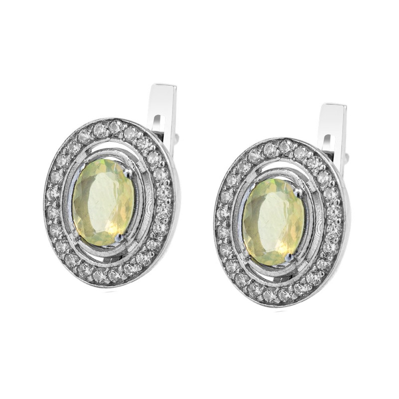 Срібні сережки з опалом та фіанітом 006-5510