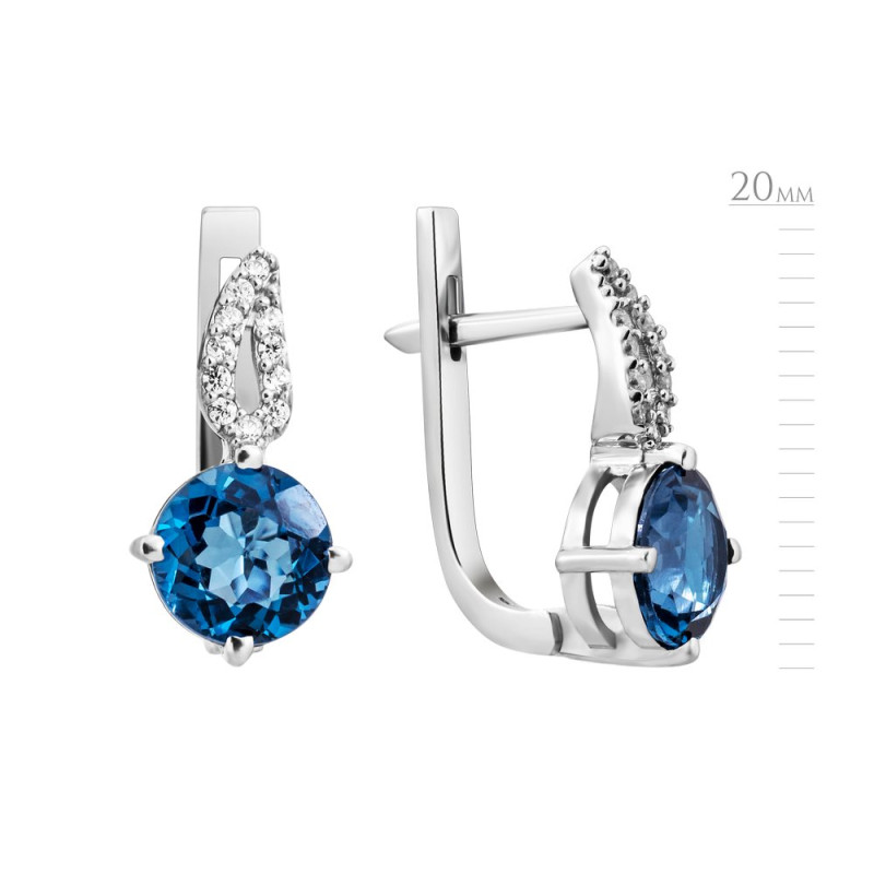 Серебряные серьги с натуральным Лондон топазом 007-3310