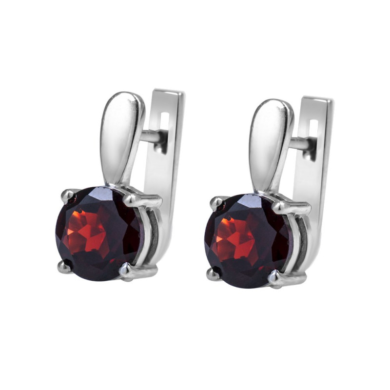 Срібні сережки з гранатом 015-41