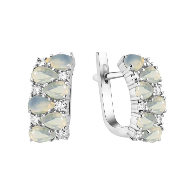 Срібні сережки з опалом та фіанітом 026-5510