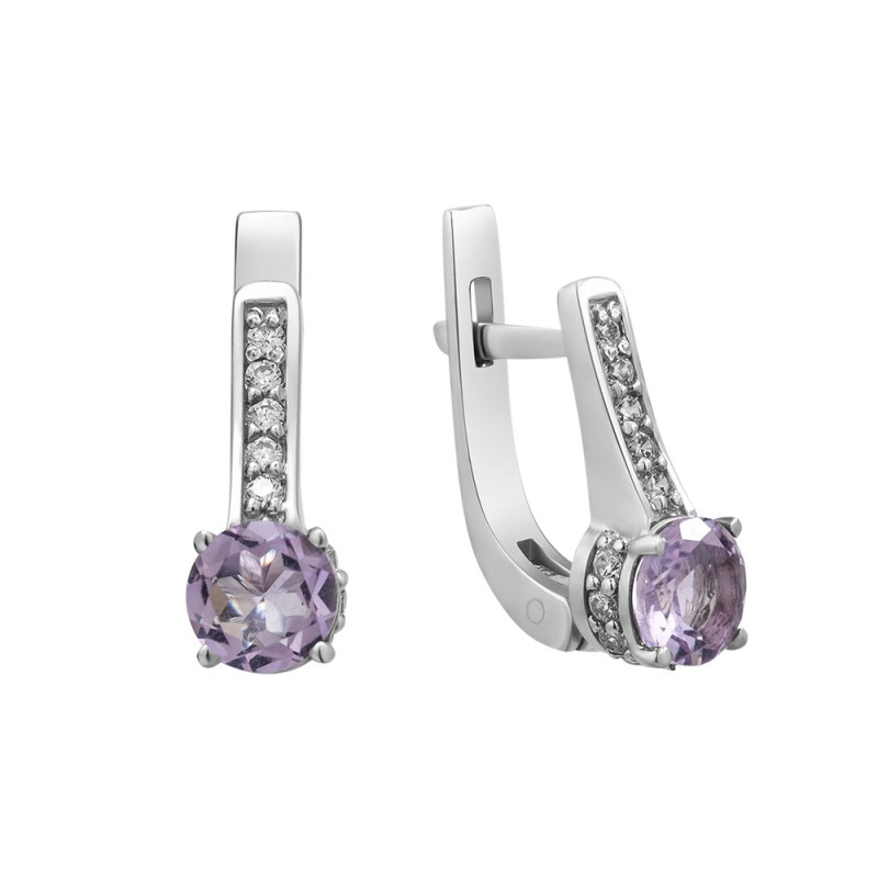 Серьги с розовым аметистом 040-6310