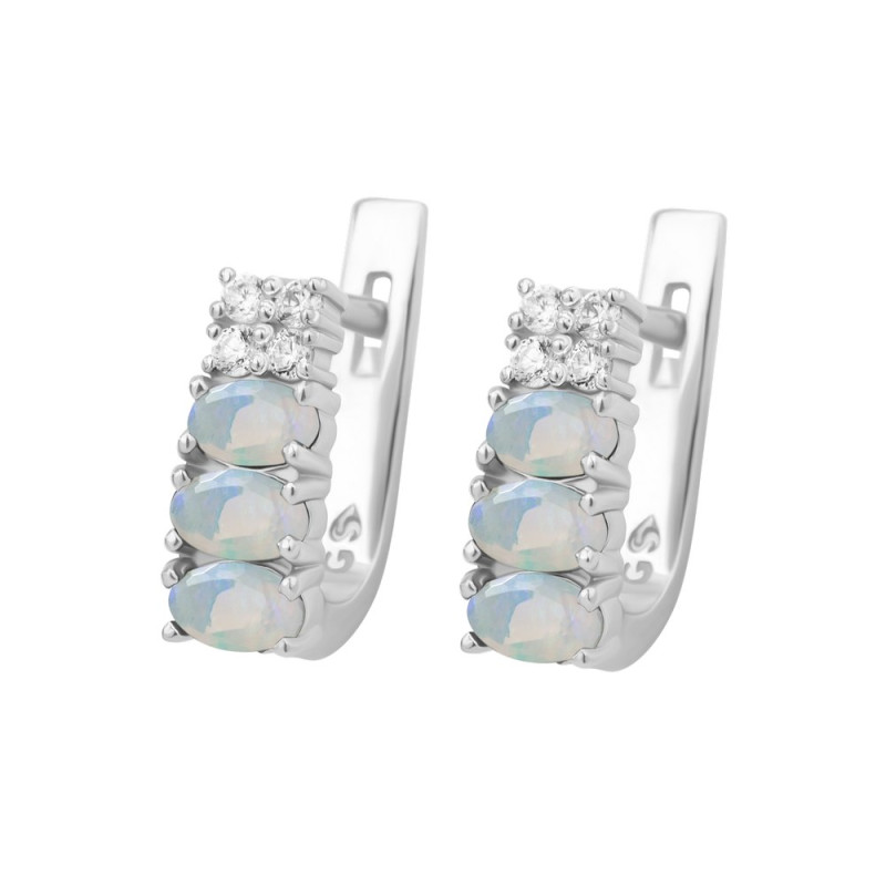 Срібні сережки з опалом та фіанітом 063-5510