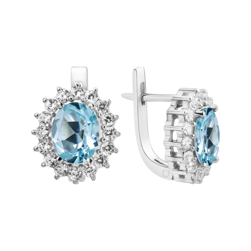 Серебряные серьги с скай топазом 085-3910