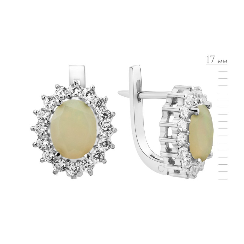 Срібні сережки з опалом та фіанітом 085-5510