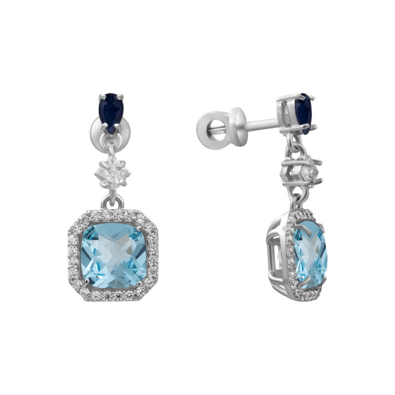 Silver earrings with sky topaz 110-393110