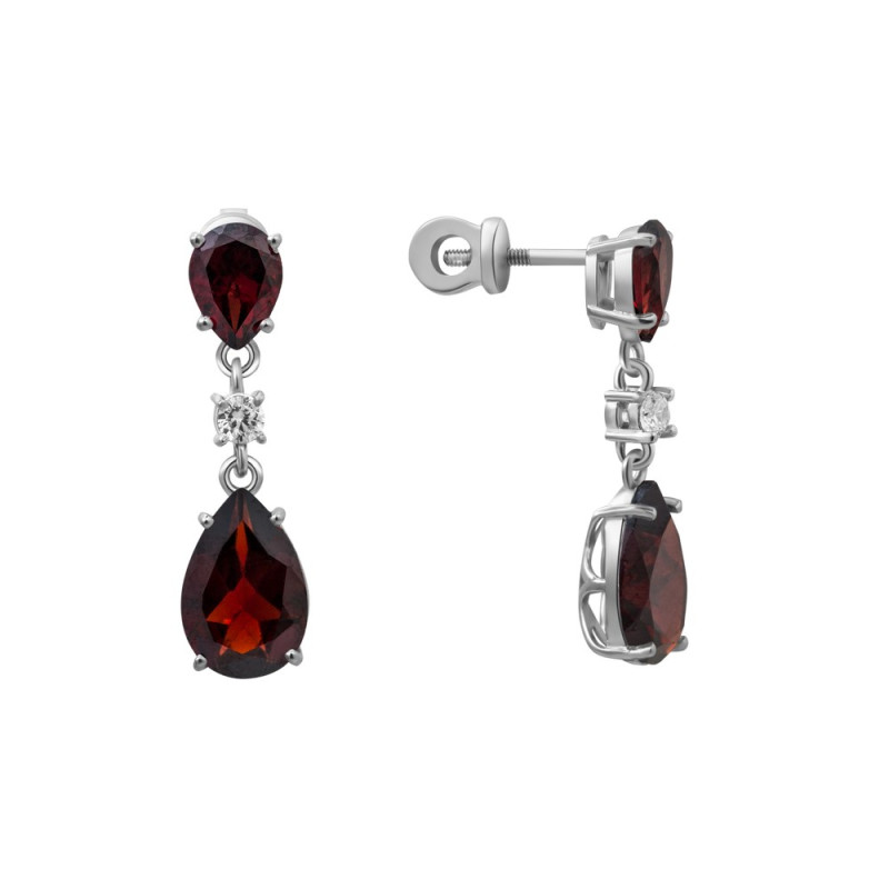 Серебряные серьги с гранатом 111-4110