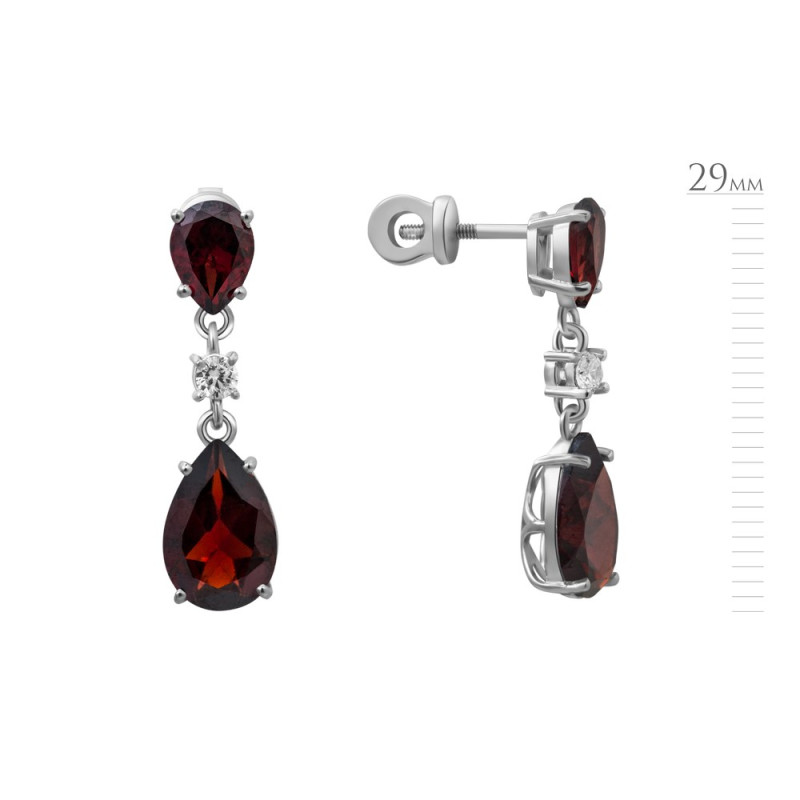 Серебряные серьги с гранатом 111-4110