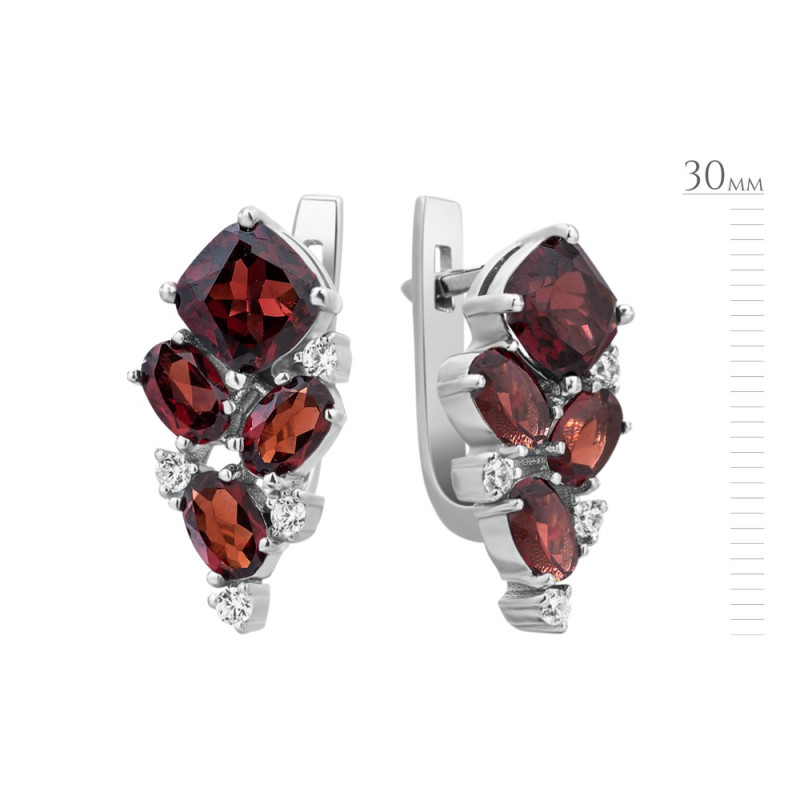 Серебряные серьги с гранатом 143-4110