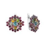 Срібні сережки з турмаліном та фіанітом 145-6510