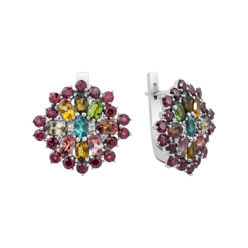 Серебряные серьги с турмалином 145-6510