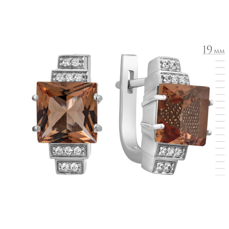 Срібні сережки з нано султанітом та фіанітом 156N-8210