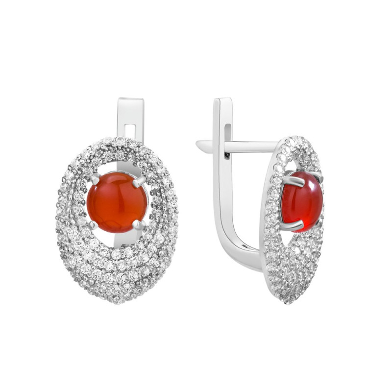 Серебряные серьги с карнеолом 163-4810