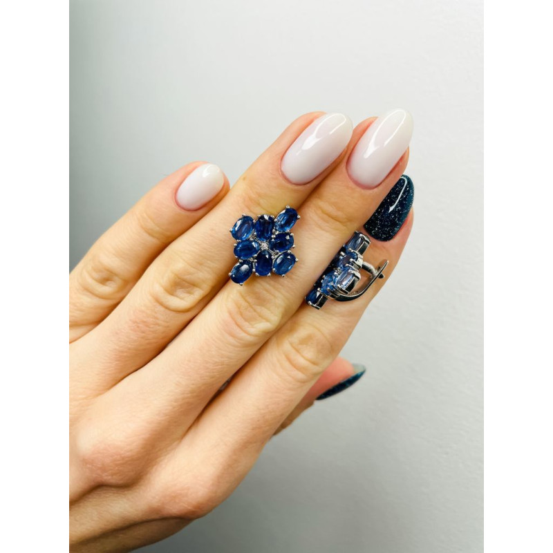 Серебряные серьги с кианитом 173-3710