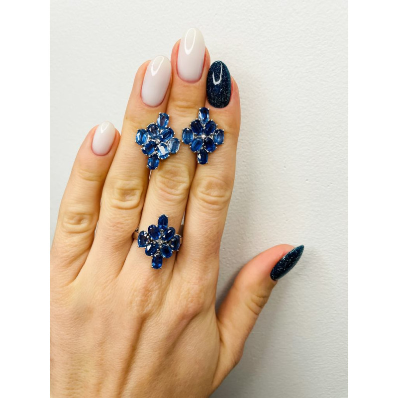 Серебряные серьги с кианитом 173-3710