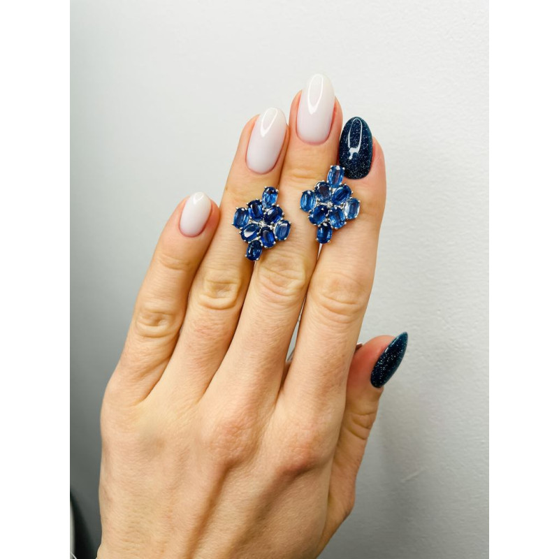 Серебряные серьги с кианитом 173-3710