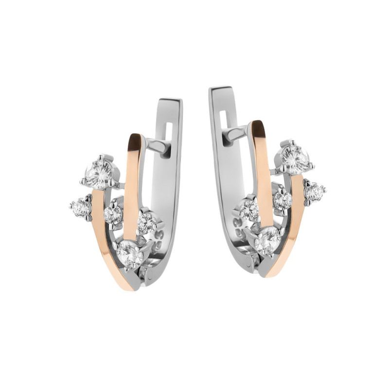Silver earrings with gold inserts and cubic Zirconia Manila-10