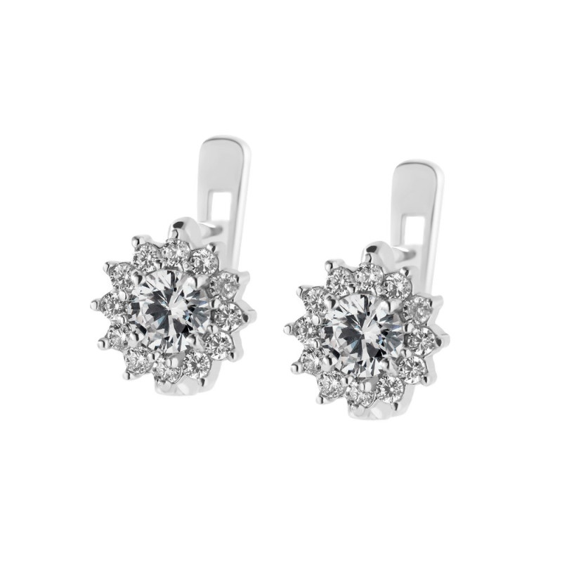Silver earrings with cubic Zirconia inserts S008-10