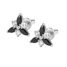 Silver studs with accents cubic Zirconia S049-2010