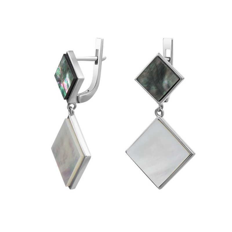 Earrings with white mother of pearl S114-9091