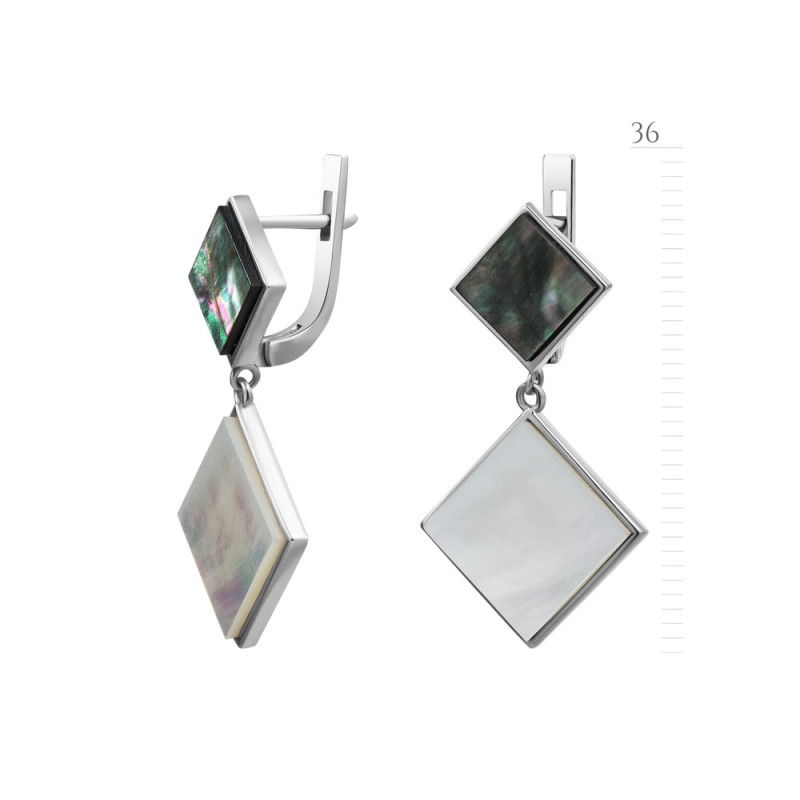 Earrings with white mother of pearl S114-9091