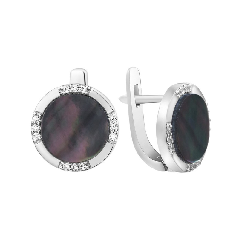 Silver earrings with prim mother-of-pearl S121-9110