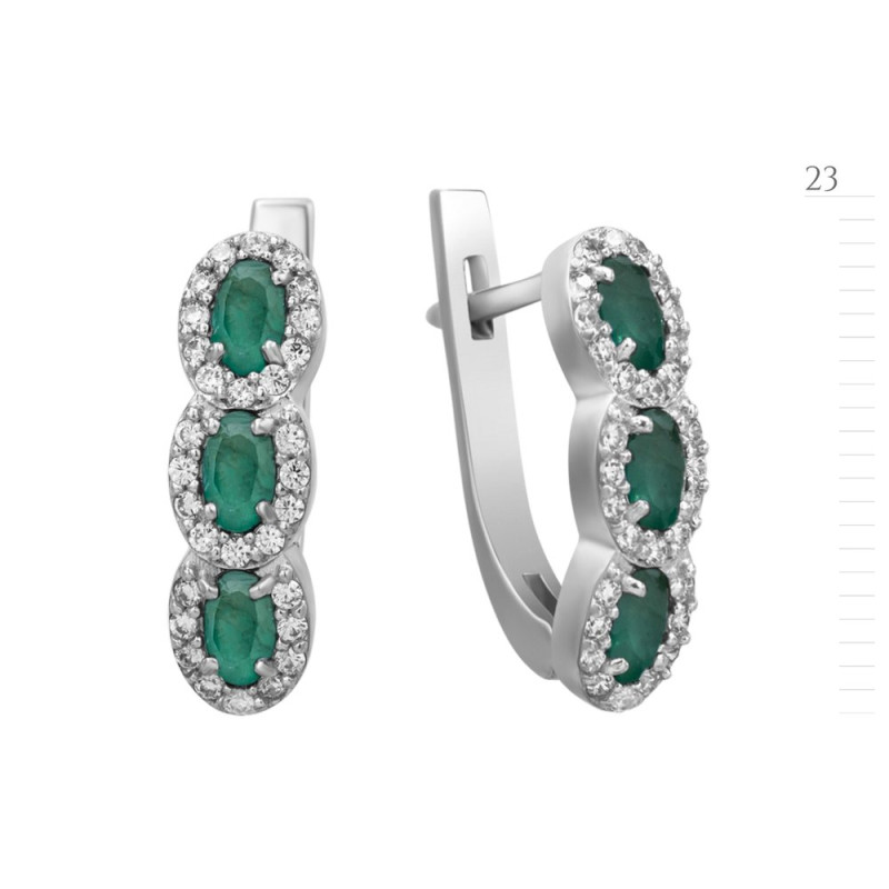 Серебряные серьги с изумрудом 009-7110