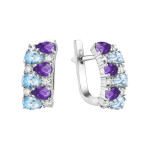 Срібні сережки з аметистом бразильським та скай топазом 026-613910