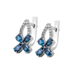 Silver earrings with inserts London Topaz and Zirconia 028-3310