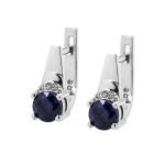 Silver earrings with sapphire and cubic Zirconia 033-3110
