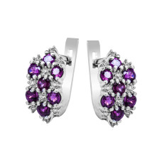 Срібні сережки з родолітом та фіанітом 050-4210