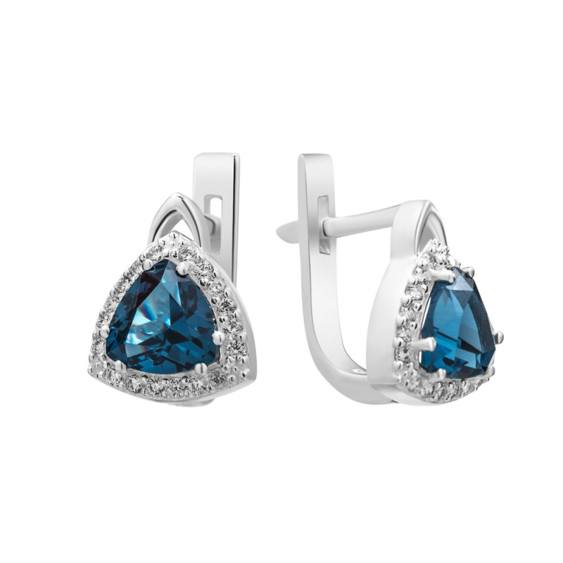 Серебряные серьги с нано Лондон топазом 079N-3310