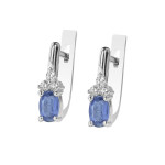 Silver earrings with inlays of kyanite and Zirconia 084-3710