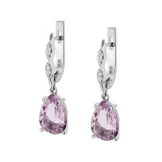 Срібні сережки з рожевим аметистом та фіанітом 090-6310