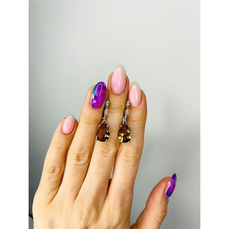 Серебряные серьги с натуральным нано султанитом 090N-8210