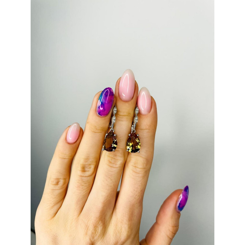 Серебряные серьги с натуральным нано султанитом 090N-8210