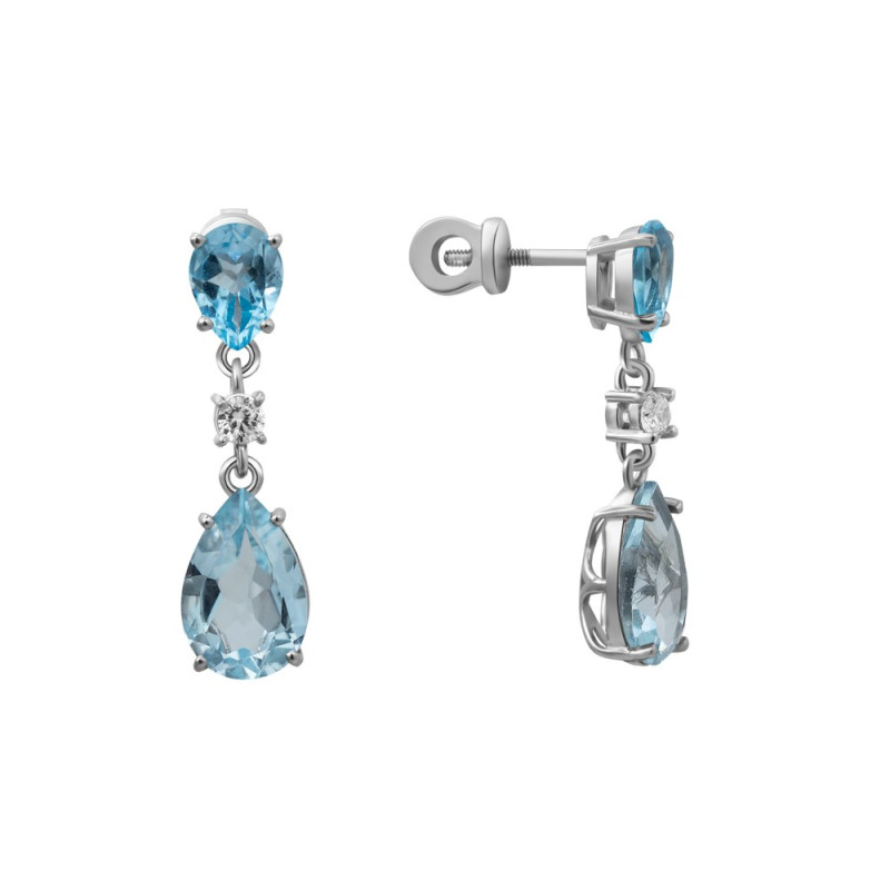 Silver earrings with sky topaz 111-3910