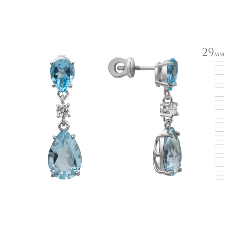 Silver earrings with sky topaz 111-3910