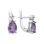 Срібні сережки з аметистом та фіанітом 142-6210
