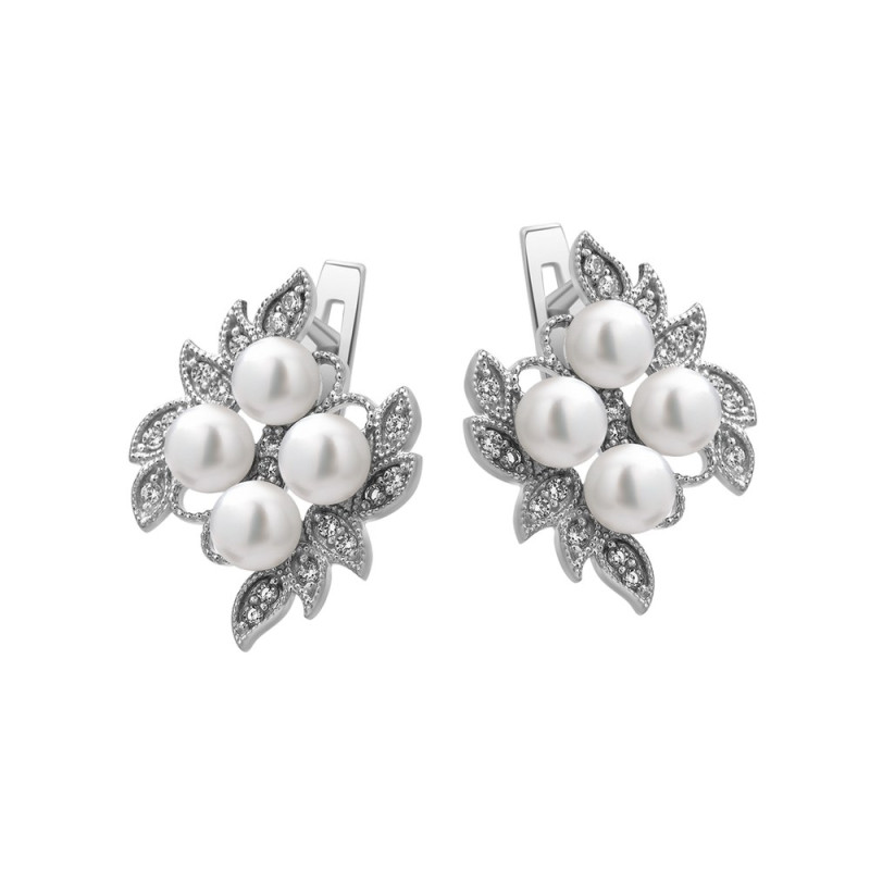 Серьги с белым жемчугом 144N-9210