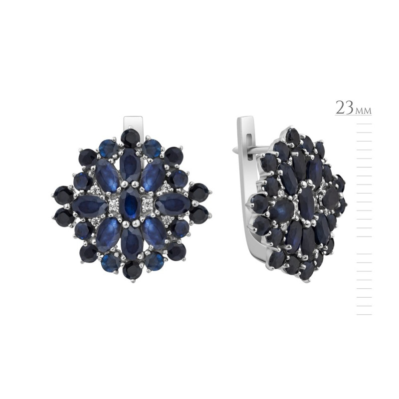 Серебряные серьги с сапфиром 145-3110