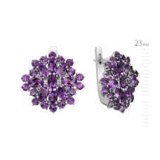 Серебряные серьги с натуральным аметистом 145-6210