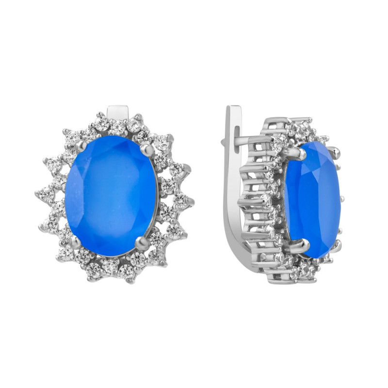 Серебряные серьги с голубым кварцем 170-3210