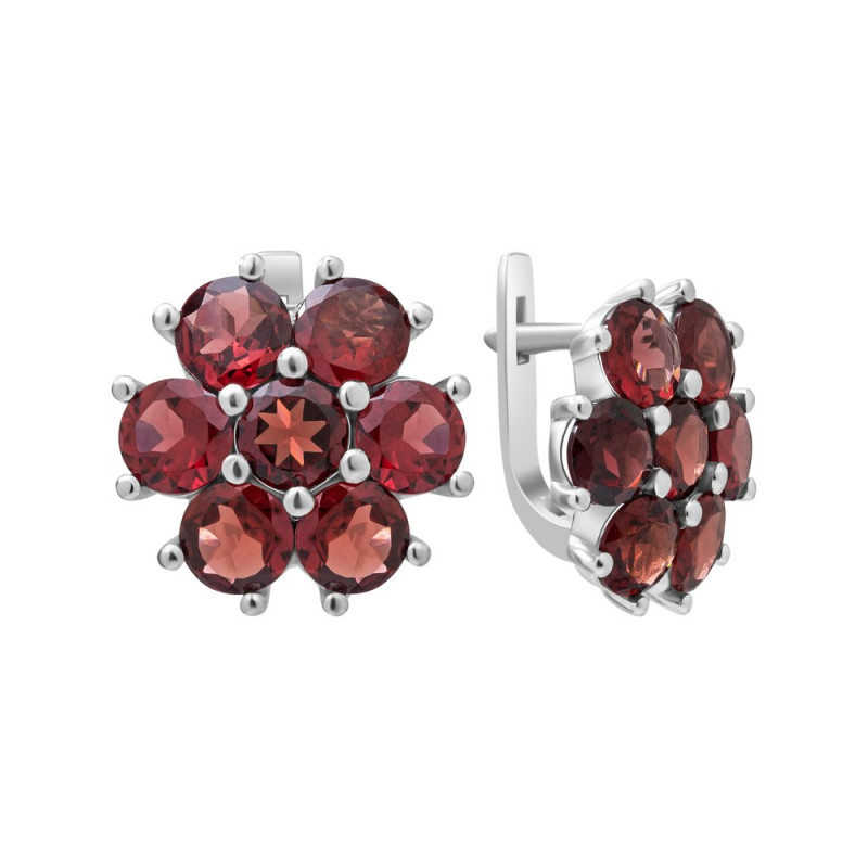 Срібні сережки з гранатом 183-41