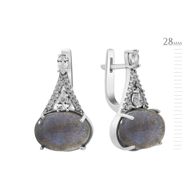 Серебряные серьги с натуральным лабрадоритом 187-8810