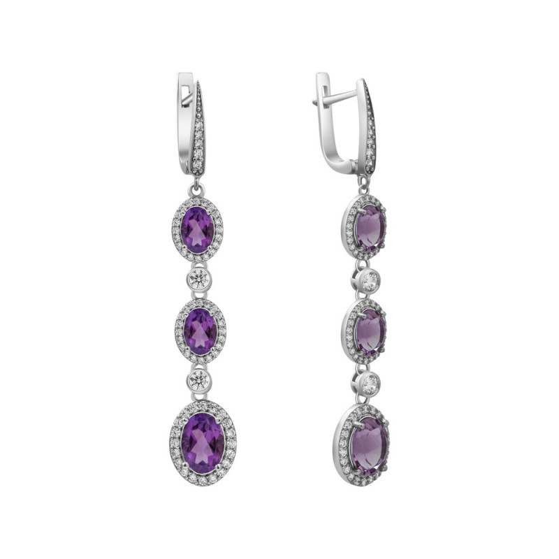 Silver earrings with amethyst 191-6210