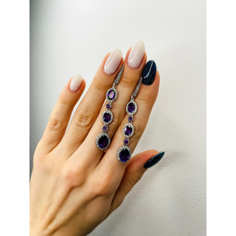 Silver earrings with amethyst 191-6210