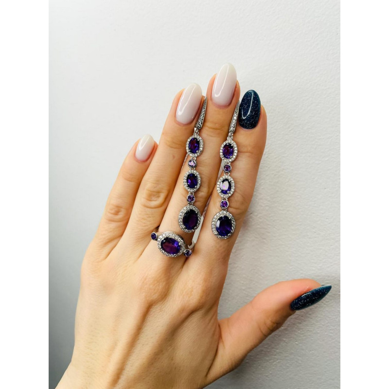 Silver earrings with amethyst 191-6210