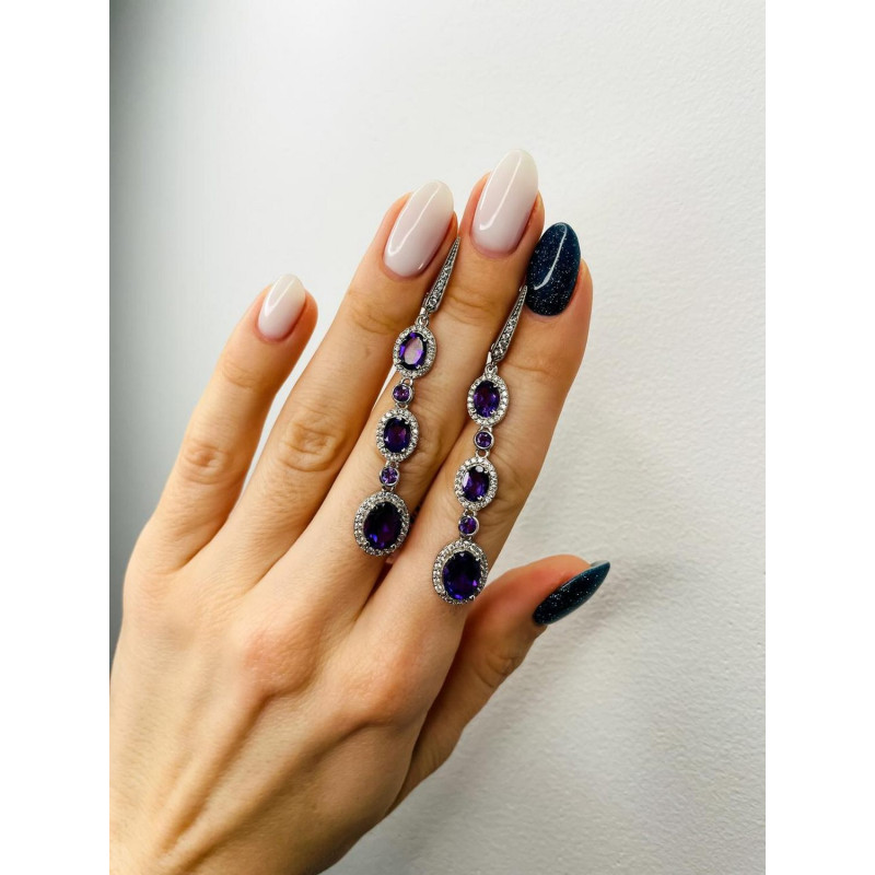 Silver earrings with amethyst 191-6210