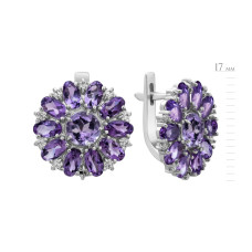 Срібні сережки з рожевим аметистом та аметистом 197-636210